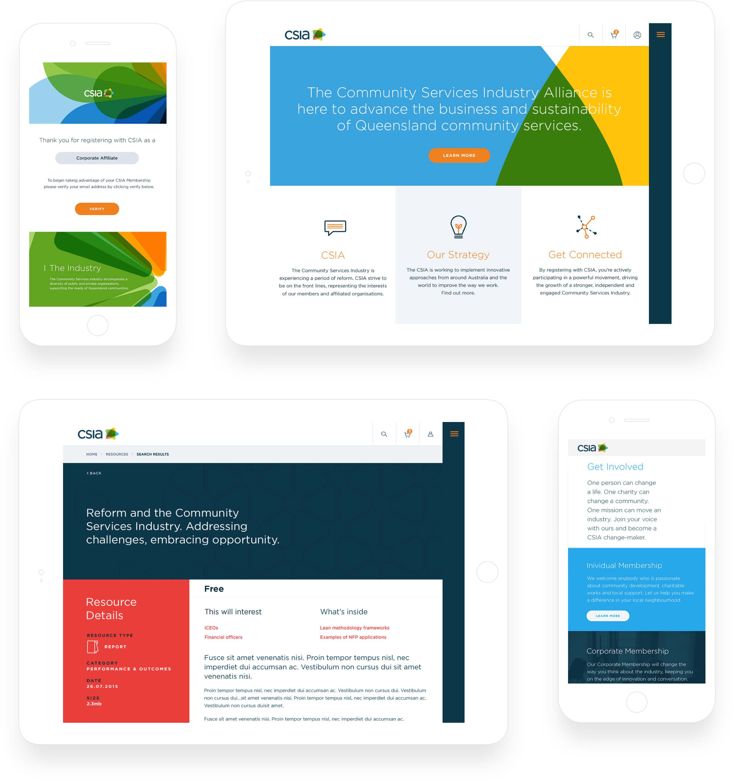 CSIA microsite screens
