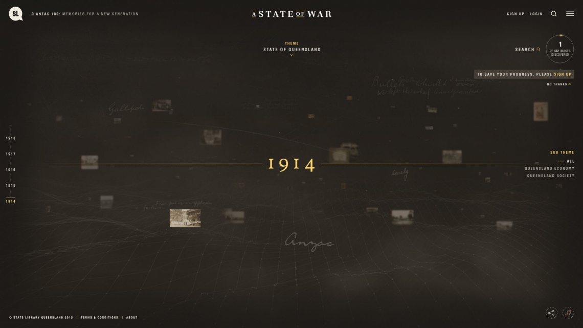 A State of War Timeline Interface