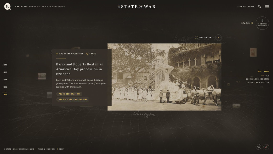 A State of War displaying archived photograph