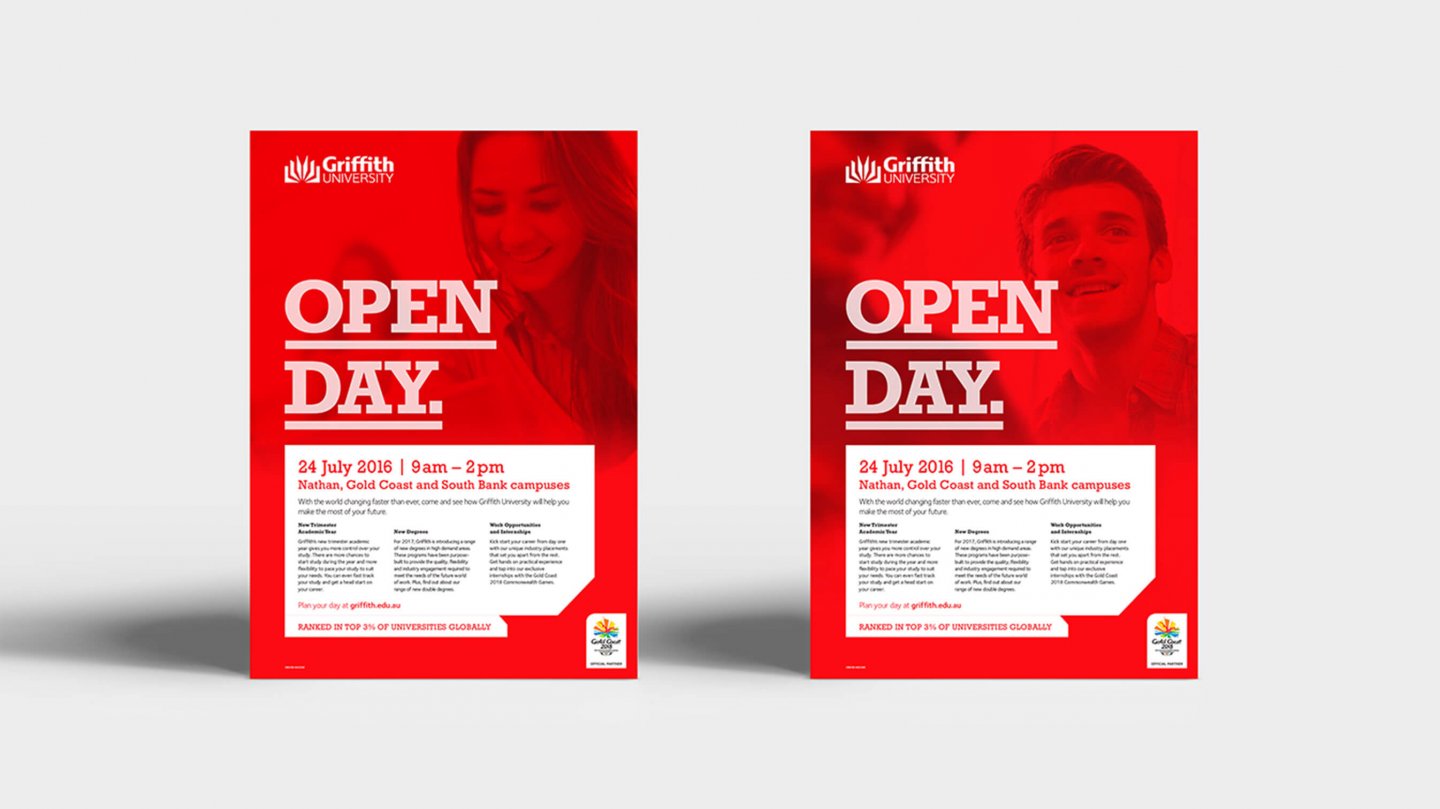 Griffith open day print material examples
