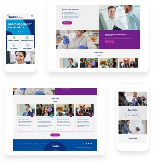 The Mater Group website developed by JSAcreative on the Kentico CMS