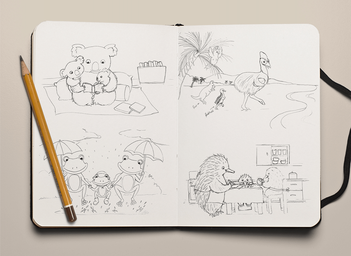 Sketchbook Images of How Children Grow Well Illustrations
